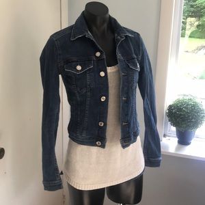 Dark Jean Jacket with Buttons and Pockets